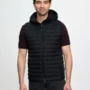 it07394_studio_menshoodedpuffergilet_black_001_1 Mens Hooded Puffer Gilet Black