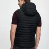 it07394_studio_menshoodedpuffergilet_black_002_1 Mens Hooded Puffer Gilet Black