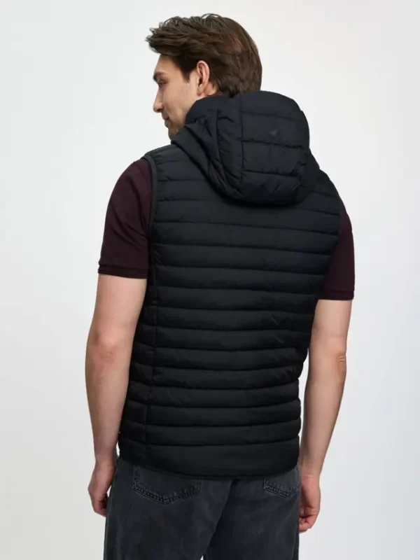 it07394_studio_menshoodedpuffergilet_black_002_1 Mens Hooded Puffer Gilet Black