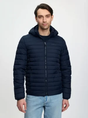 Mens Hooded Puffer Jacket Navy