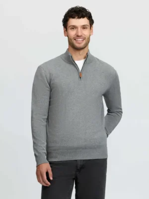 Mens Quarter Zip Knit Grey